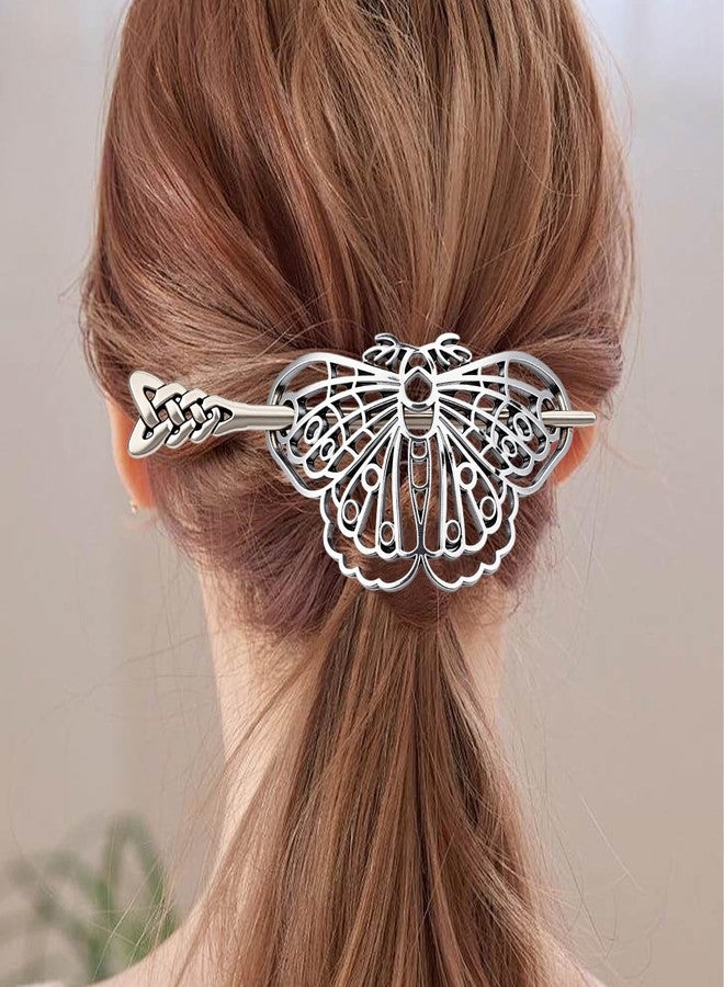 NICENEEDED Medieval Butterfly Hollow Hairpin, Vintage Antique Silver Gothic Celtic Hair Barrettes, Metal Hair Accessory for Women Party Graduation Bride - Image 3